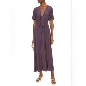 Charli Svea Knotted Floral Crepe Maxi Dress Blue Pink Tie Front